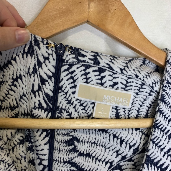 Michael Kors Fern Print Bodycon Dress - Blue and White - Picture 3 of 7